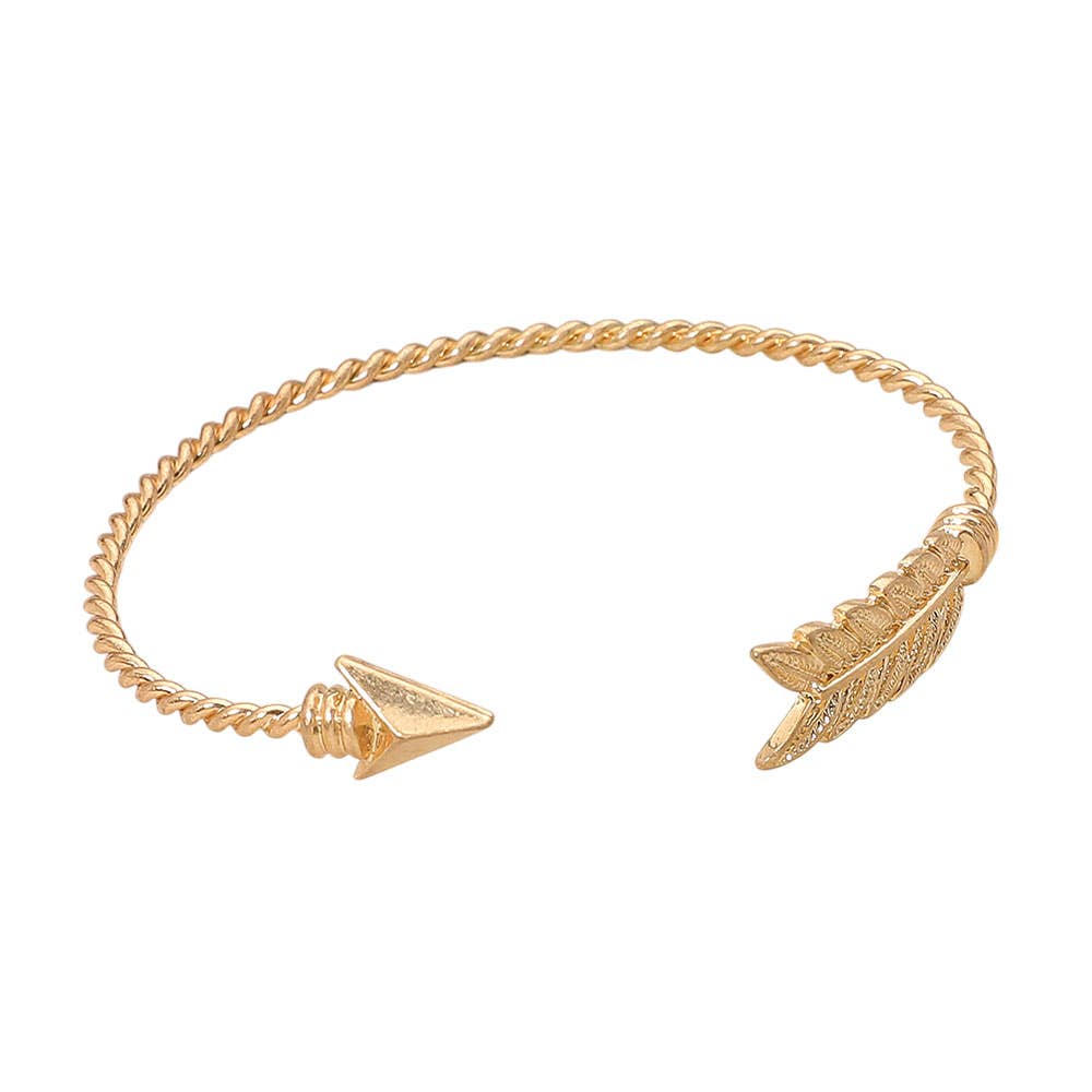 Feathered Arrow Twisted Wire Cuff Bracelet