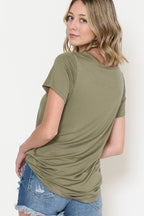 Chest Criss Cross Short Sleeve Tunic Top
