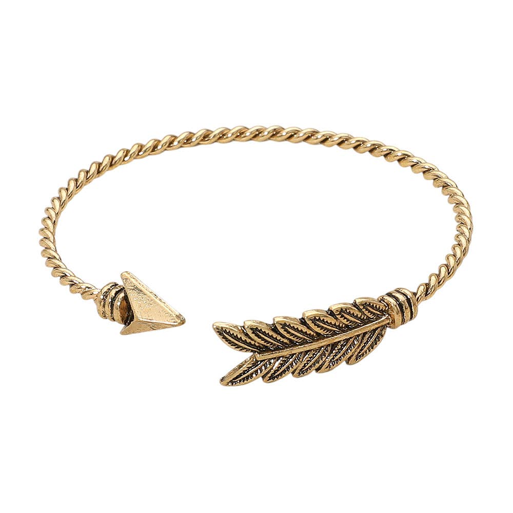 Feathered Arrow Twisted Wire Cuff Bracelet