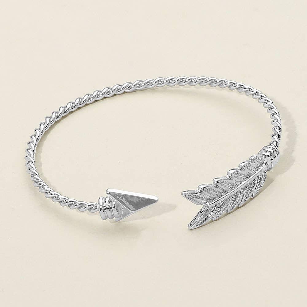 Feathered Arrow Twisted Wire Cuff Bracelet
