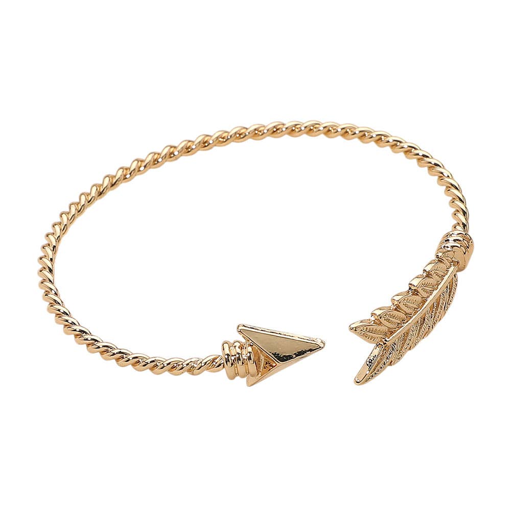 Feathered Arrow Twisted Wire Cuff Bracelet