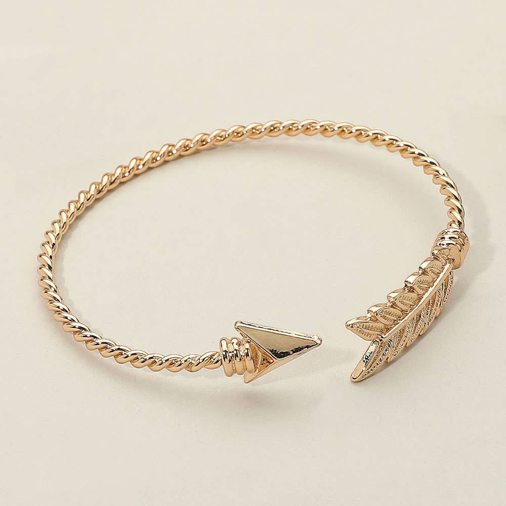 Feathered Arrow Twisted Wire Cuff Bracelet