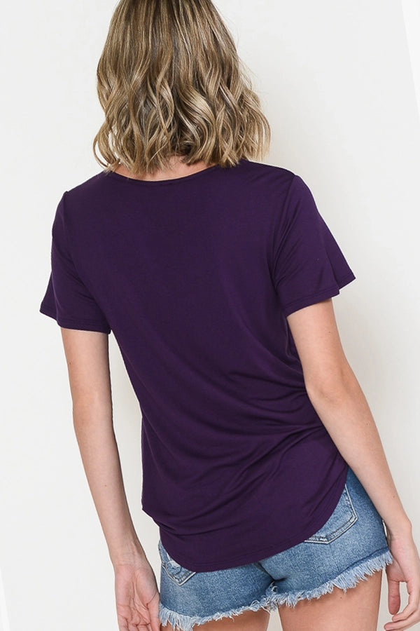 Chest Criss Cross Short Sleeve Tunic Top