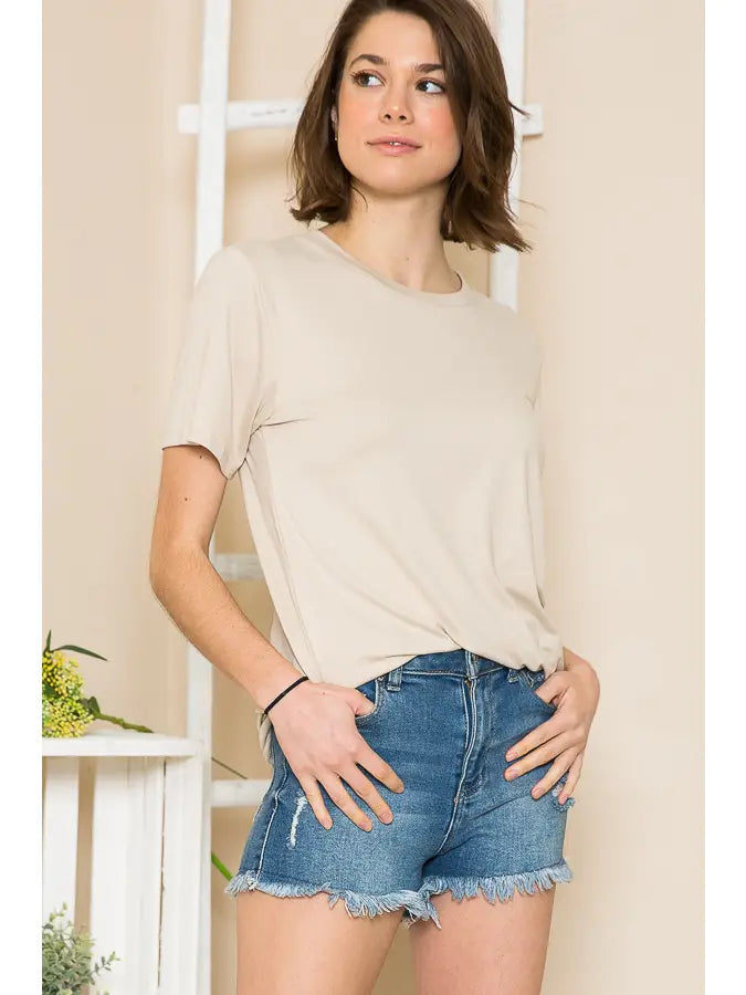 Super Soft Basic Solid Short Sleeve Top