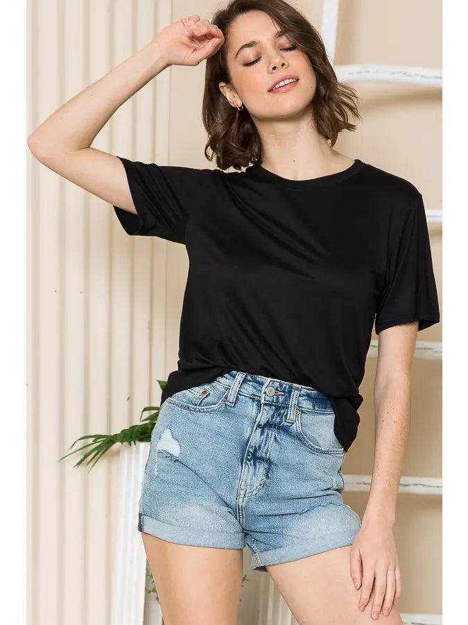 Super Soft Basic Solid Short Sleeve Top