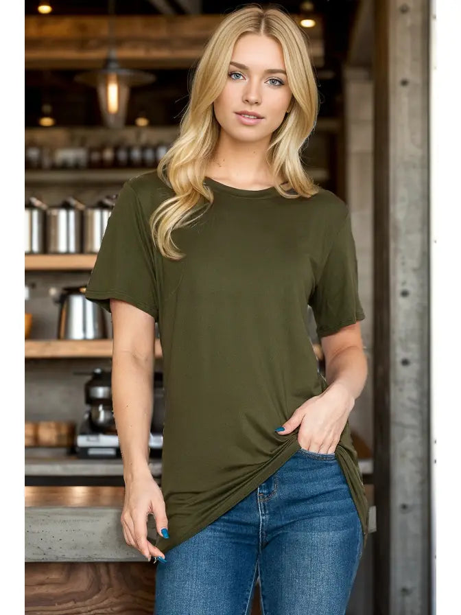 Super Soft Basic Solid Short Sleeve Top