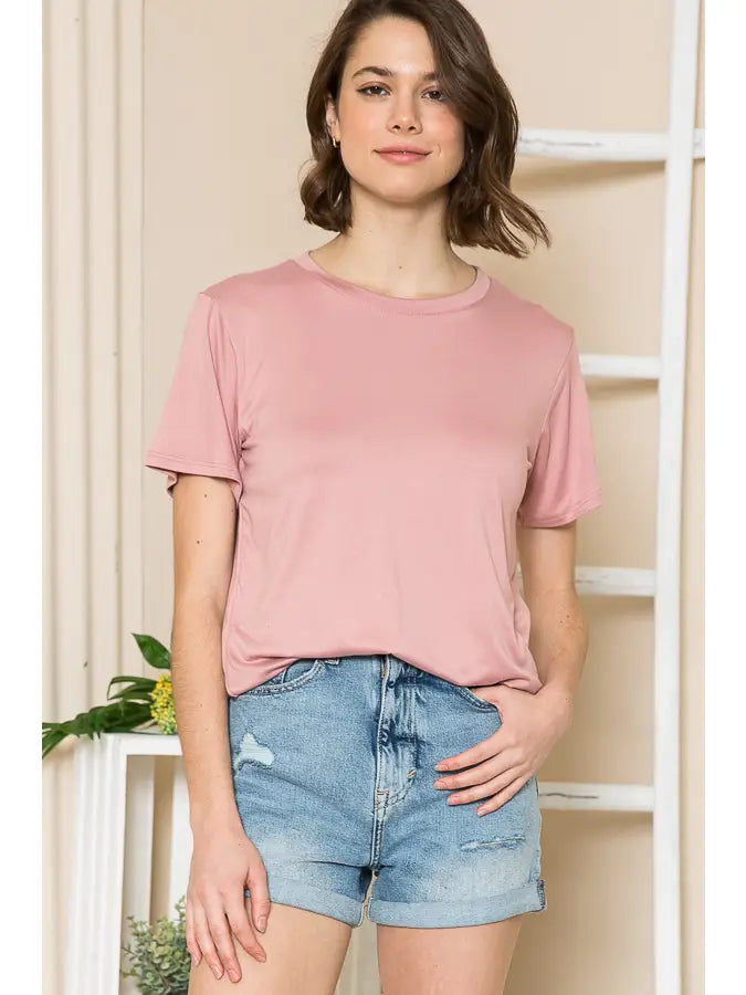 Super Soft Basic Solid Short Sleeve Top