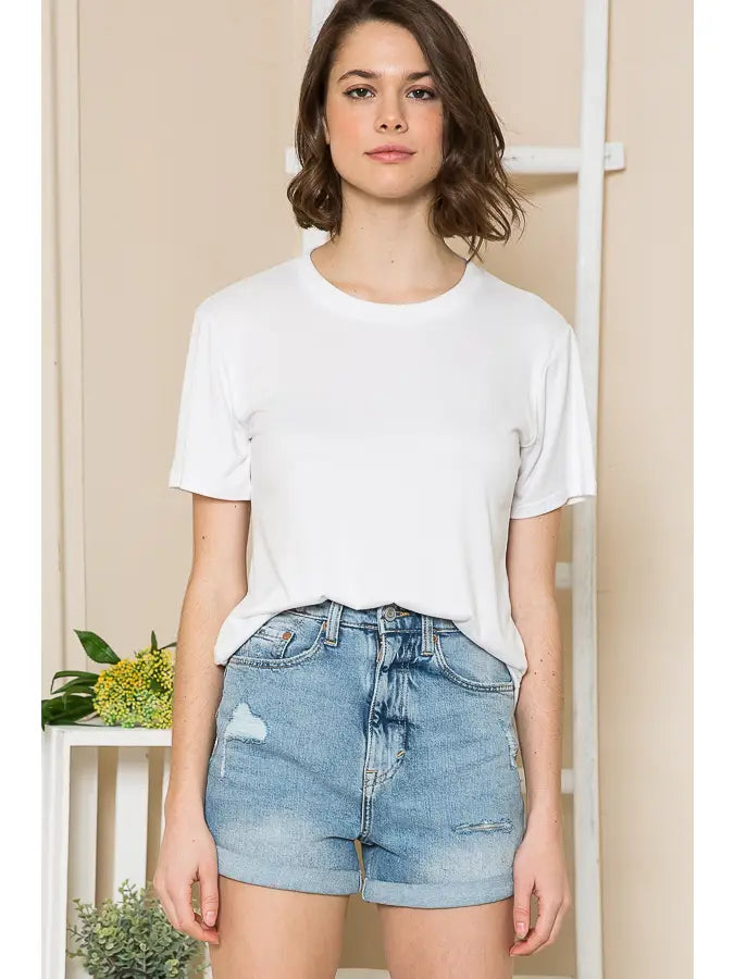 Super Soft Basic Solid Short Sleeve Top