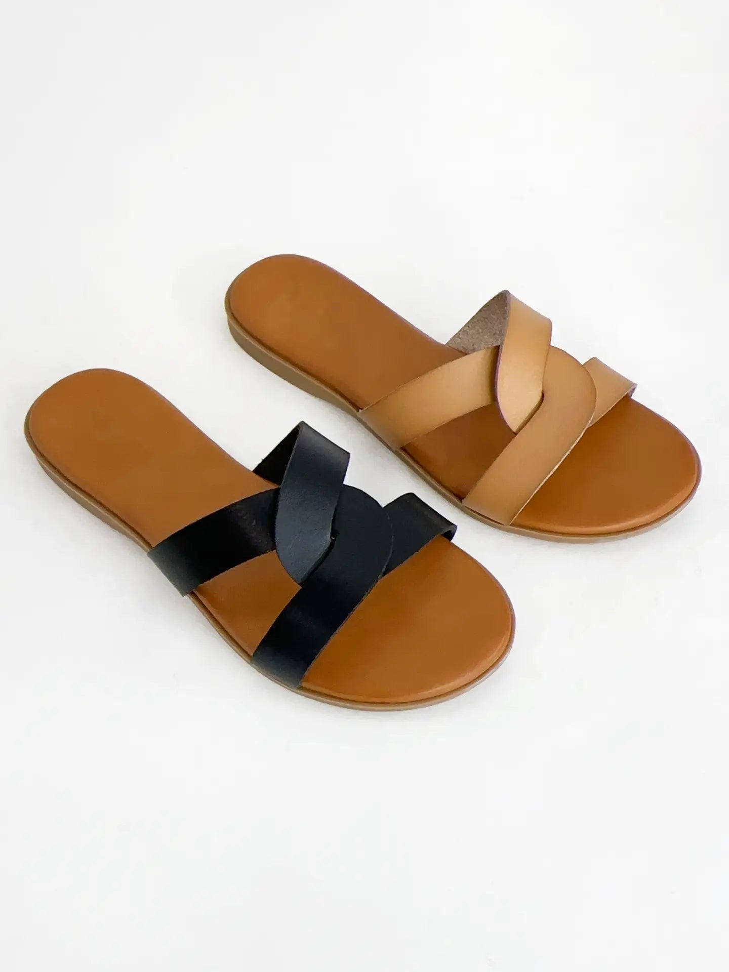 Twisted Strap Slip-On Sandal- BLACK