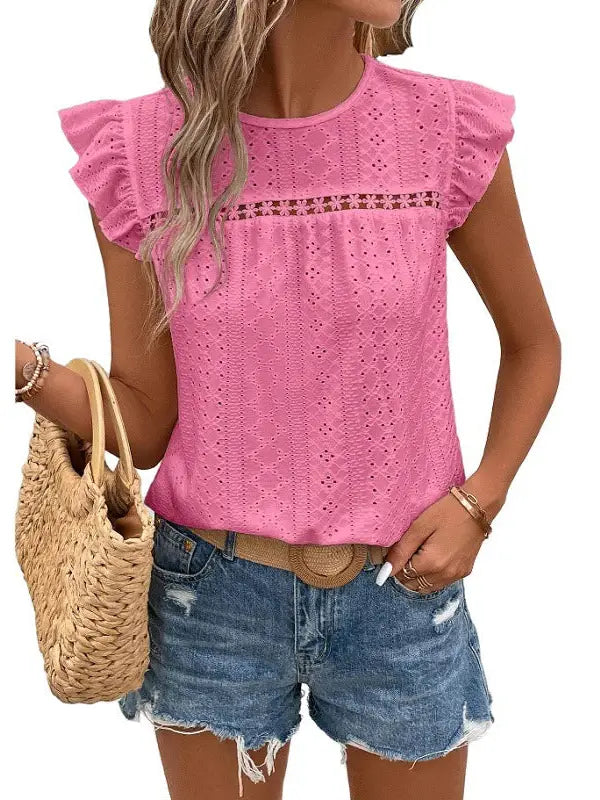 Summer Lace Ruffle Sleeve Top For Women